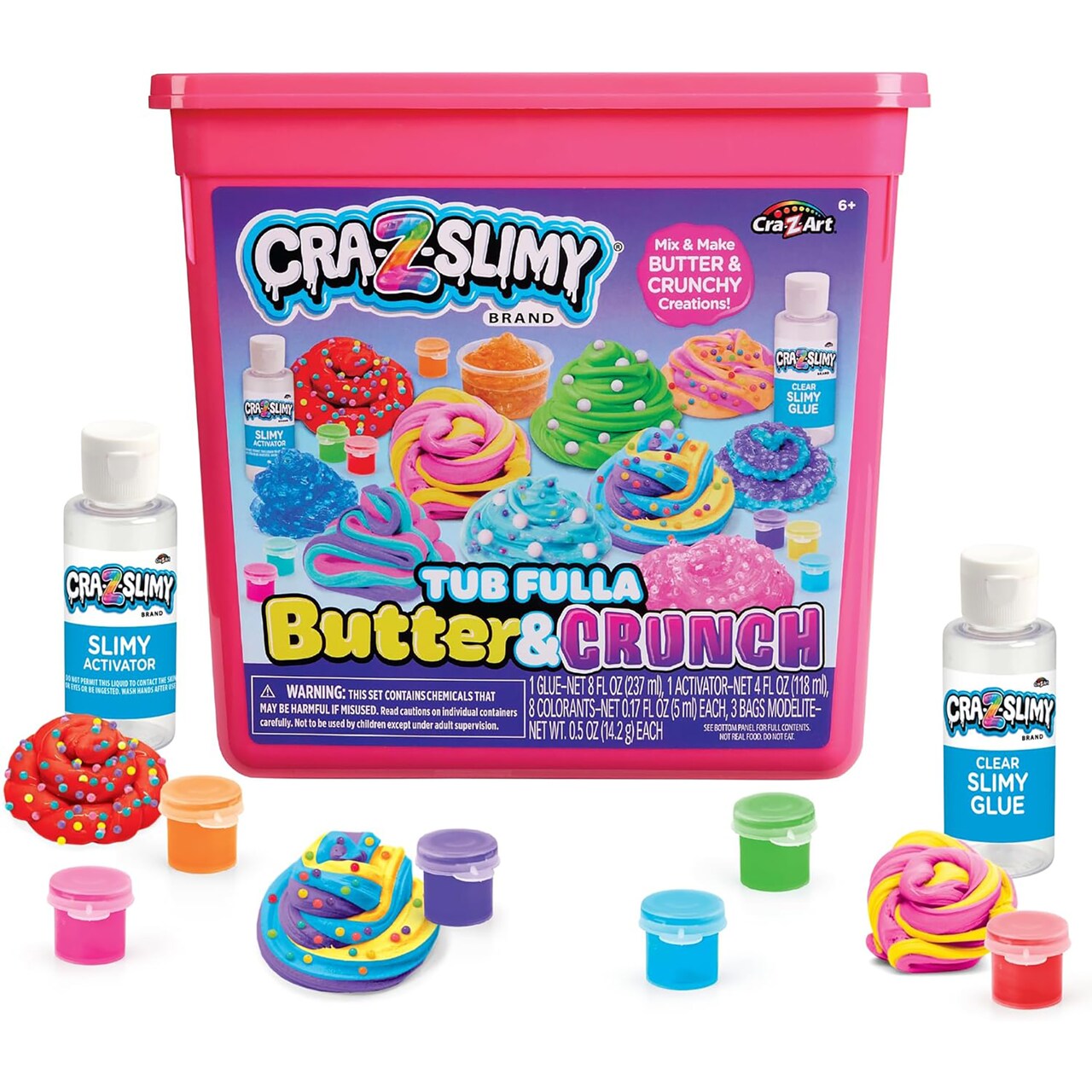 Cra-Z-Art: Cra-Z Slimy - Tub Fulla Butter & Crunch - DIY All-In-1 Slime Kit, Mix & Make Your Own Colorful Creations, Sensory Craft Activity, Kids 6+